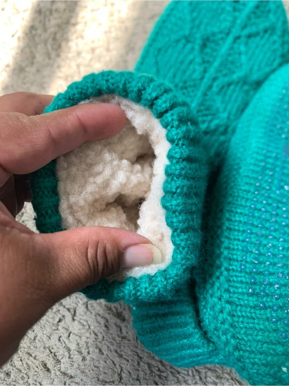 Bombas Teal Knit Sherpa-Lined Kids Slippers